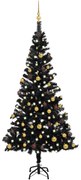 vidaXL Kunstkerstboom met LED's en kerstballen 150 cm PVC zwart