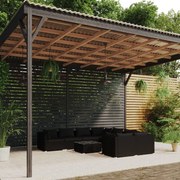 vidaXL 9-delige Loungeset met kussens poly rattan zwart