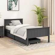 vidaXL Bedframe met 2 lades massief grenenhout donkergrijs 90x200 cm