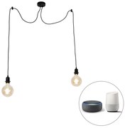 Smart hanglamp met dimmer zwart incl. 2 Wifi G125 - Cava Modern Minimalistisch rond Binnenverlichting Lamp