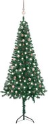 vidaXL Kunstkerstboom met LED's en kerstballen hoek 240 cm PVC groen