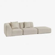 Cardea 2-delige Modulaire Hoekbank Met Gestoffeerde Poef Crèmebeige Boucléstof - Sklum