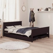 vidaXL Bedframe met 4 lades 140x200 cm massief grenenhout donkerbruin