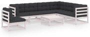 vidaXL 8-delige Loungeset met kussens massief grenenhout wit