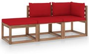 vidaXL 3-delige Loungeset pallet met kussens geïmpregneerd grenenhout