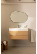 Ona Zwevend Badkamermeubelset Van Hout En Essenfineer Met Geïntegreerde Wastafel Natuurlijk Hout & Ovaal Led En Anticondens 100x80 Cm Riben - Sklum