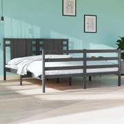 vidaXL Bedframe massief grenenhout grijs 150x200 cm 5FT King Size