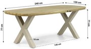 Dining Tuintafel rechthoekig 240 x 100 cm Aluminium/Teak Taupe Falcon/Cardiff