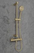 Saniclear Brass doucheset met thermostatische kraan, handdouche en glijstang messing geborsteld - goud mat