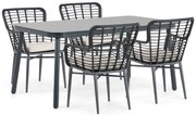 Tuinset 4 personen 160 cm Aluminium/wicker Zwart Lifestyle Garden Furniture Toledo/Tavano