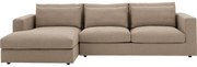 Goossens Excellent Bank Gs-1505 Met Chaise Longue bruin, stof, 2,5-zits, elegant chic met chaise longue links