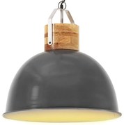 vidaXL Hanglamp industrieel rond E27 51 cm massief mangohout grijs