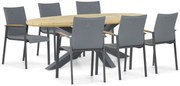 Tuinset 6 personen 240 cm Aluminium/textileen Grijs Lifestyle Garden Furniture Brandon/Diogo