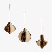 Set Van 3 Kerstversieringen In Papier Luriane Oud Goud - Sklum
