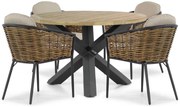 Tuinset Ronde Tuintafel 4 personen 120 cm Aluminium/wicker Grijs  Lifestyle Garden Furniture Nice/Rockville