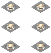 Set van 6 Inbouwspot vierkant aluminium draai- en kantelbaar - Chuck GU10 Binnenverlichting Lamp