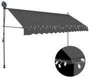 vidaXL Luifel handmatig uittrekbaar met LED 400 cm antraciet