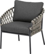 Amalfi low dining tuinstoel antraciet zand rope