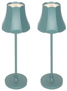 Set van 2 retro tafellampen mineraal blauw oplaadbaar IP44 - Granny