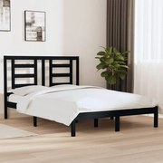 vidaXL Bedframe massief grenenhout zwart 135x190 cm 4FT6 Double