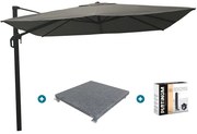 Nesling Coolfit zweefparasol PLUS 3x3 - antraciet - voet en hoes - Op=Op