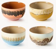 Handbeschilderde schalen 70's van keramiek, 4-delig