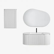Carsone Houten Badkamermeubelset Met Geïntegreerde Wastafel Wit & Wit & Ovaal Led En Anticondens 120x80 Cm Meunier & Zwart ↑20 - Sklum