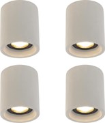 Set van 4 landelijke plafondspots beton rond - Deep