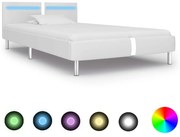 vidaXL Bedframe met LED kunstleer wit 90x200 cm