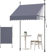 VEVOR Klemzonnescherm 150 cm, in hoogte verstelbaar zonnescherm met handslinger, terraszonnescherm met UPF 80+ zonbescherming, zonnescherm, balkonzonnescherm, ideaal voor terras, balkon en tuin, donkergrijs