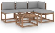 vidaXL 5-delige Loungeset pallet met kussens geïmpregneerd grenenhout