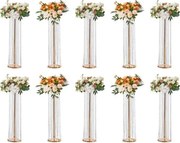 VEVOR Set van 10 bloemenkrukken 20x20x90cm Bloemenstandaard IJzeren bijzettafel Moderne kristallen vaas Goudkleurige galvanische plantenkruk Plantenstandaard Metalen standaard voor decoratie van bars, hotels en cafés