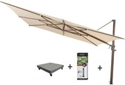 Finca zweefparasol 400x300 cm wenge frame beach 4 Seasons Outdoor met 120 KG voet en hoes