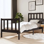 vidaXL Bedframe massief hout zwart 75x190 cm 2FT6 small single