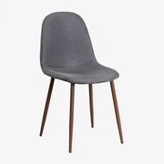 Gestoffeerde Eetkamerstoel Glamm Donker Hout & Linnen Grijs – Antraciet & Linnen - Sklum