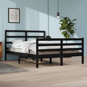 vidaXL Bedframe massief grenenhout zwart 160x200 cm