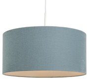 Stoffen Eettafel / Eetkamer Hanglamp wit met blauwe kap 50 cm - Combi 1 Modern E27 rond Binnenverlichting Lamp