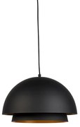 Scandinavische hanglamp zwart met goud 2-laags - Claudius Modern E27 rond Binnenverlichting Lamp