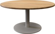 Torino low dining tuintafel teakblad 140 cm rond H71 cm latte