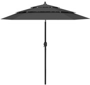 vidaXL Parasol 3-laags met aluminium paal 2,5 m antracietkleurig