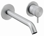 Crosswater 3ONE6 Wastafelkraan inbouw - gebogen uitloop 18cm - 1 knop - RVS TS120WNS