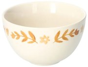 Kom, steengoed, gedecoreerd met takjes, oker,Ø13 x 7,5 cm