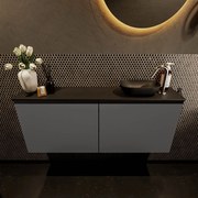 Mondiaz Fowy toiletmeubel 120cm dark grey met zwarte waskom rechts en kraangat