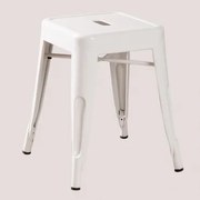 Stapelbare Lage Kruk 45 Cm In Staal Lix Wit - Sklum