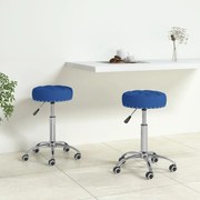 vidaXL Eetkamerstoelen 2 st draaibaar stof blauw