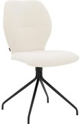 Goossens Eetkamerstoel Hera wit stof leuning, modern design