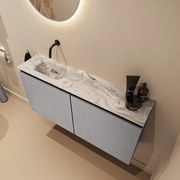 Mondiaz Ture DLux toiletmeubel 100cm plata met wastafel glace links zonder kraangat