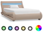 vidaXL Bedframe met LED kunstleer cappuccino 100x200 cm