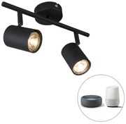 Smart Spot / Opbouwspot / Plafondspot zwart kantelbaar incl. 2 WiFi GU10 - Jeana Modern GU10 Binnenverlichting Lamp