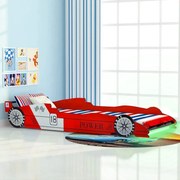 vidaXL Kinderbed raceauto met LED-verlichting rood 90x200 cm